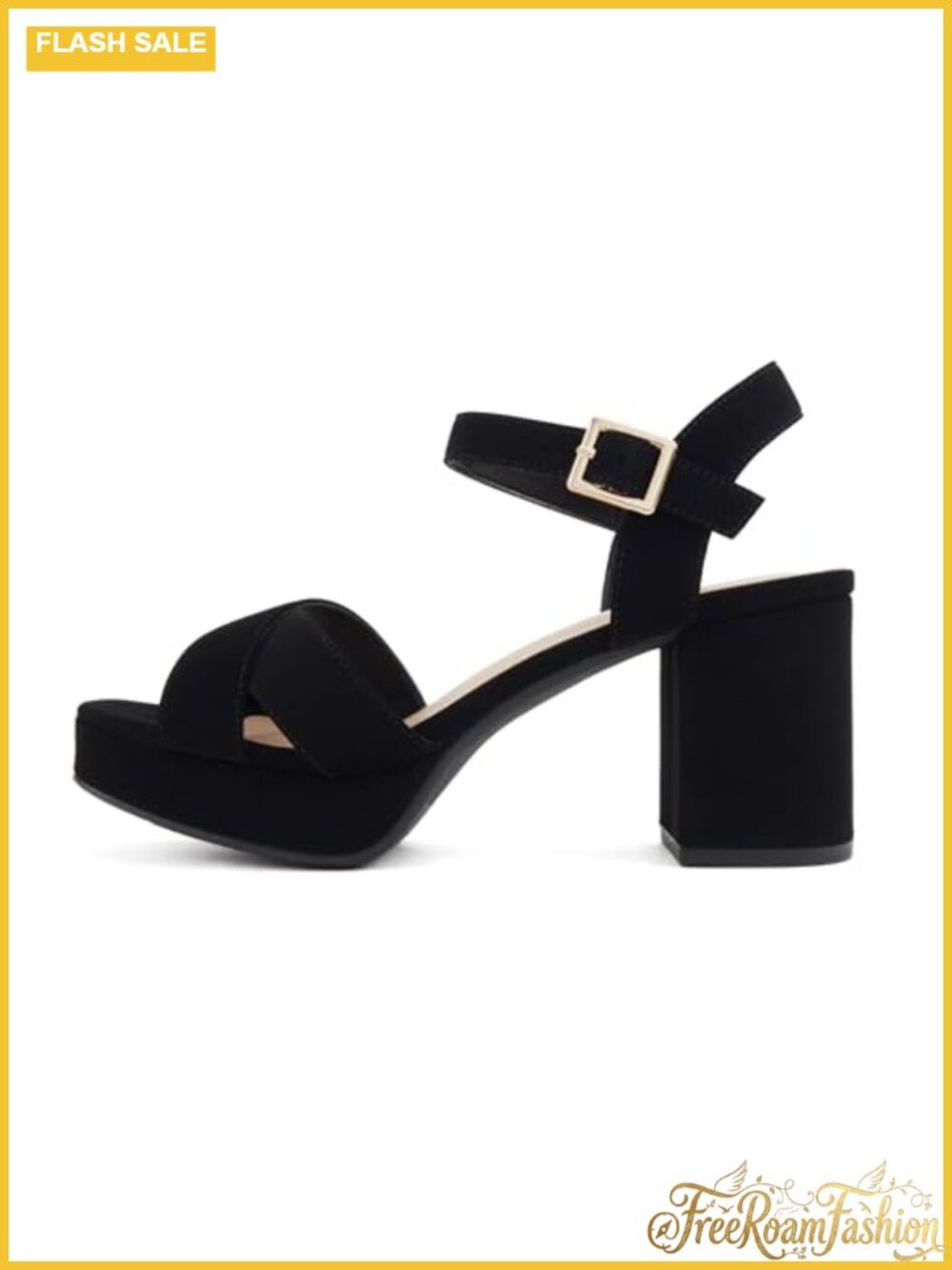 Soda Manji Square Toe Cross Band Platform Dress Sandal Ankle Strap